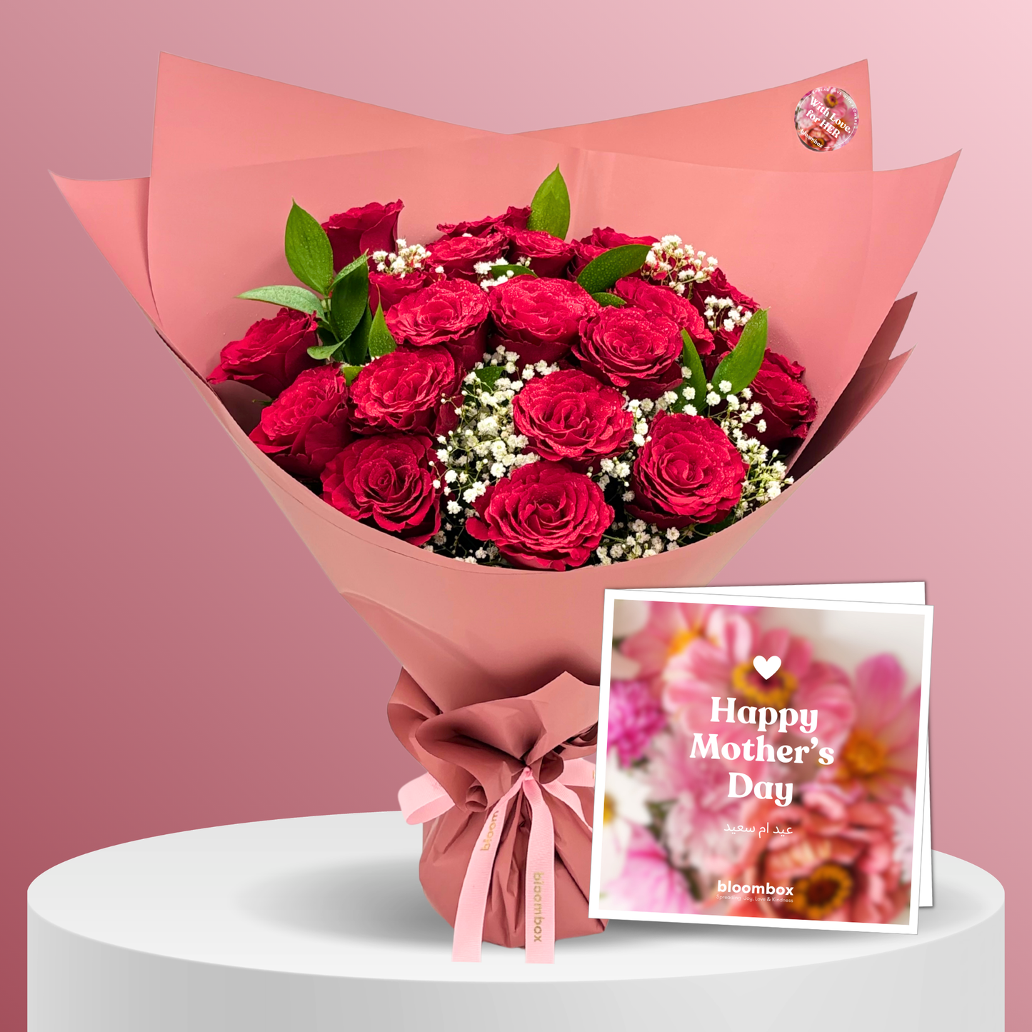 Bouquet Timeless Premium Red Rose with Card - Mother's Day Gift Set