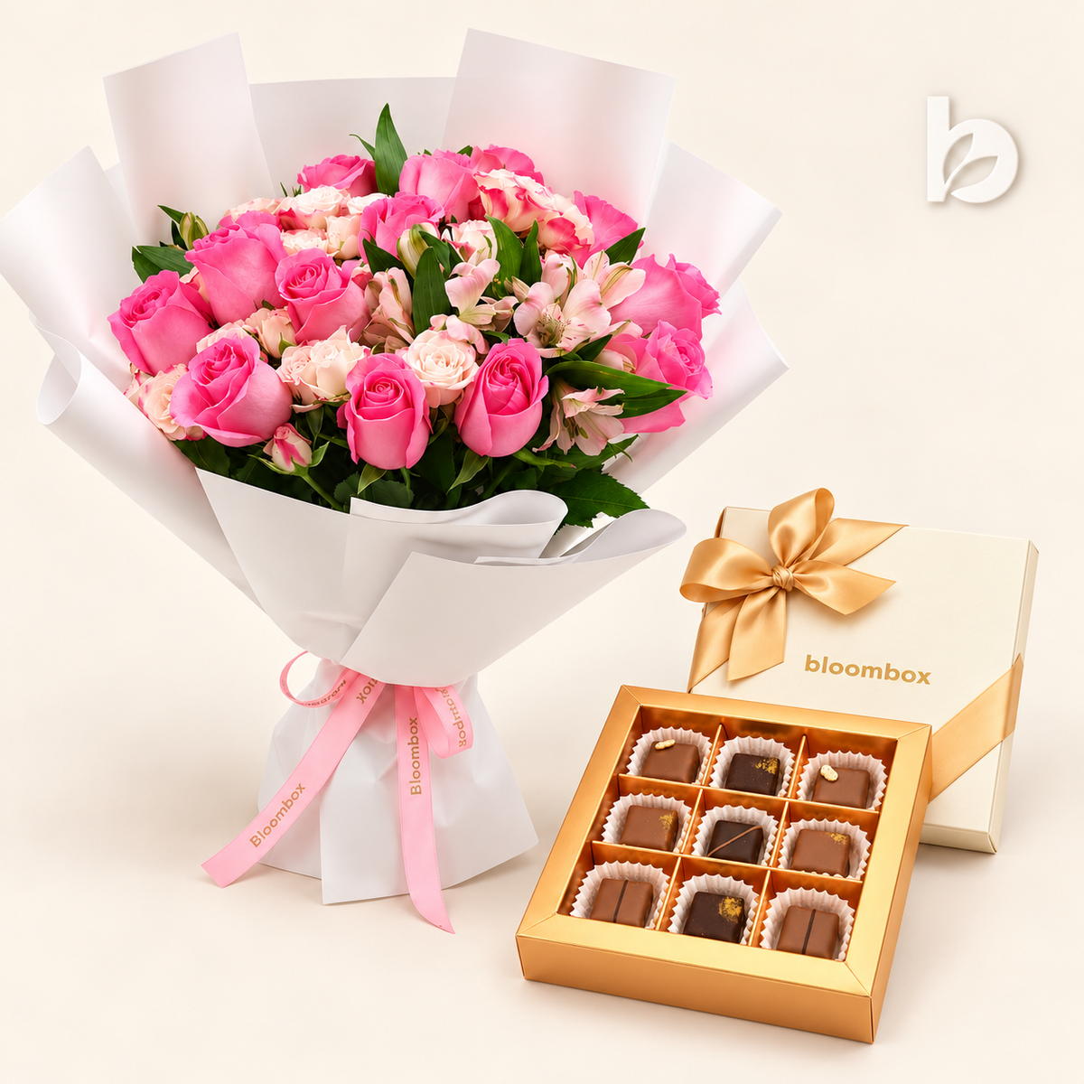 Grace Signature Bouquet & Chocolate Box 9Pcs