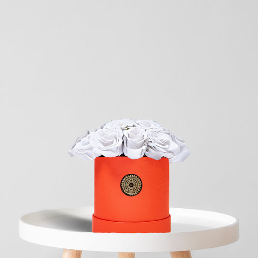 Iconic Red Box Signature White Roses