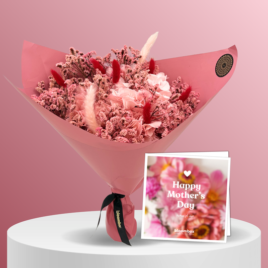 Mother's Day Gift Set – Medium Pink Preserved Bouquet & Card
